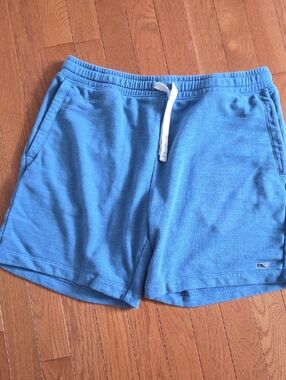 Vineyard Vines Light Blue Terry Athletic Shorts with White Drawstring